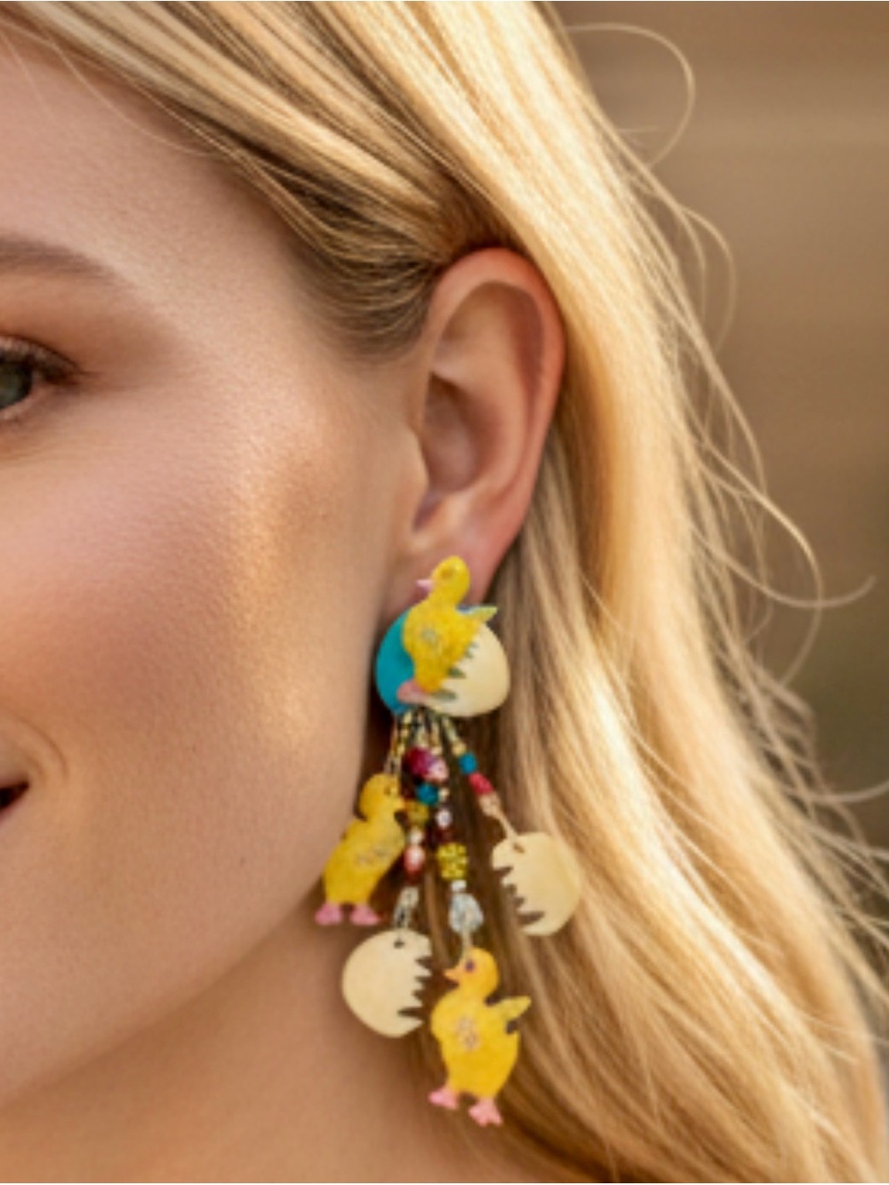 Lunch at the Rutz Yellow Chick Dangle Earrings